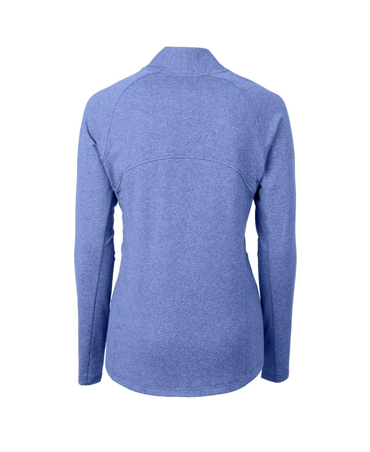 CUTTER & BUCK WOMEN'S HEATHER BLUE EMORY EAGLES ADAPT ECO KNIT HEATHER FULL-ZIP JACKET 