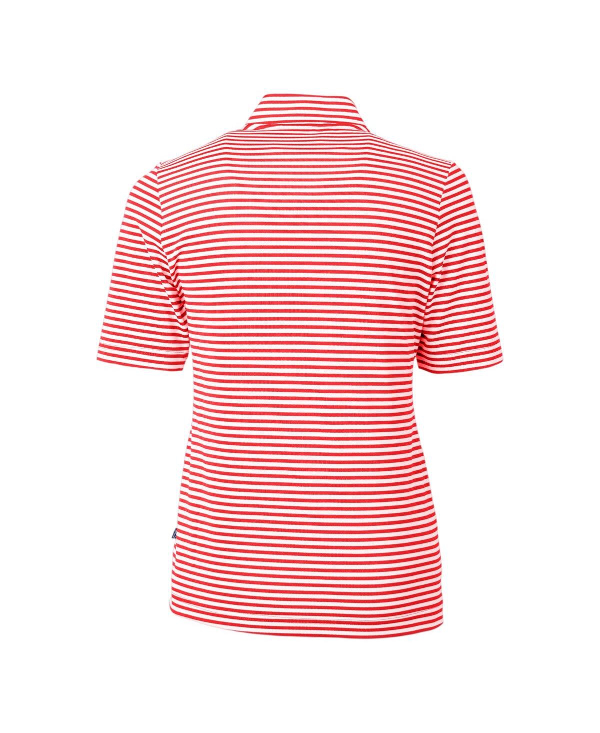CUTTER & BUCK WOMEN'S RED GEORGIA BULLDOGS DRYTEC VIRTUE ECO PIQUE STRIPE POLO 