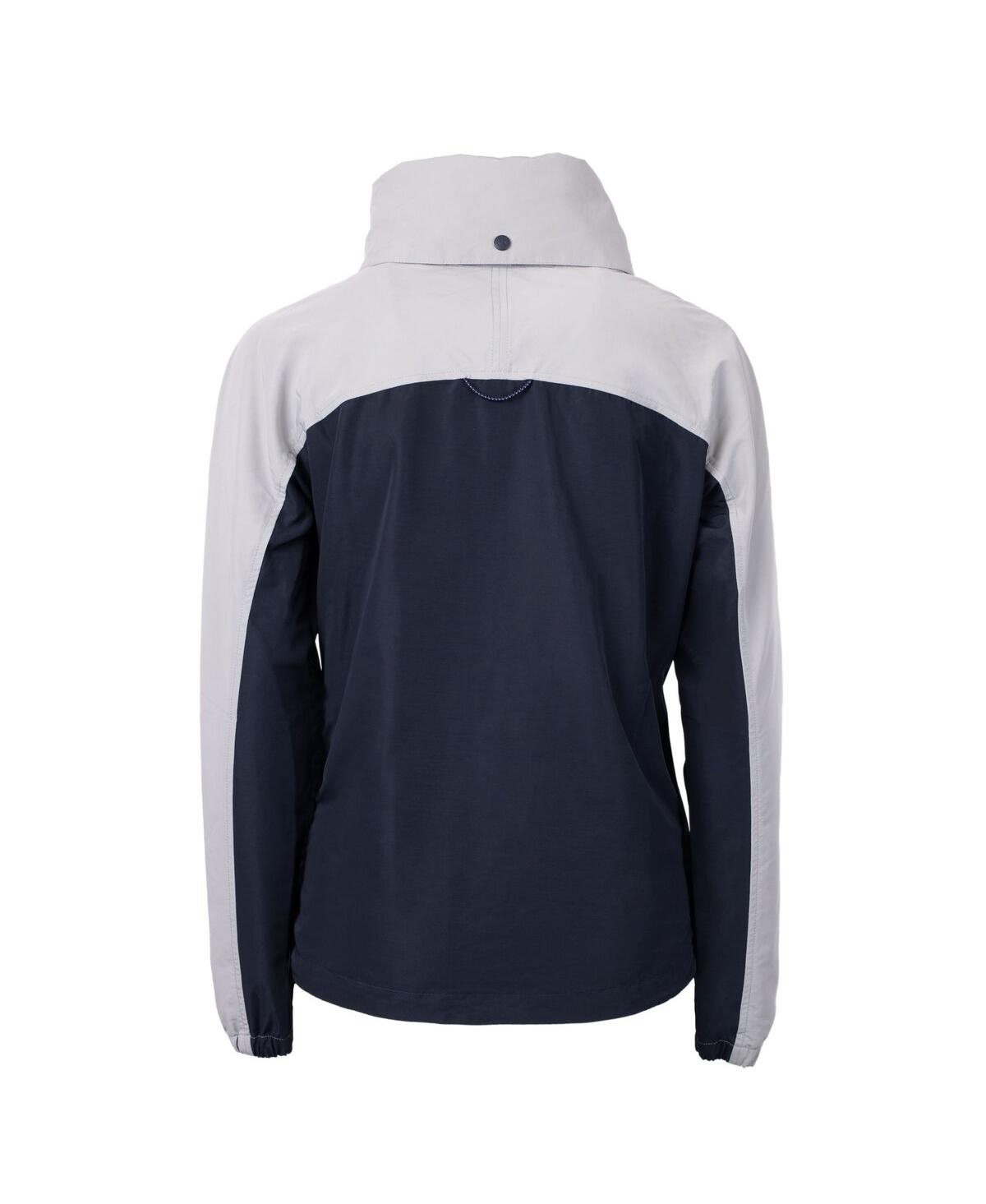 CUTTER & BUCK WOMEN'S NAVY CHICAGO CUBS CHARTER ECO HALF-ZIP ANORAK JACKET 