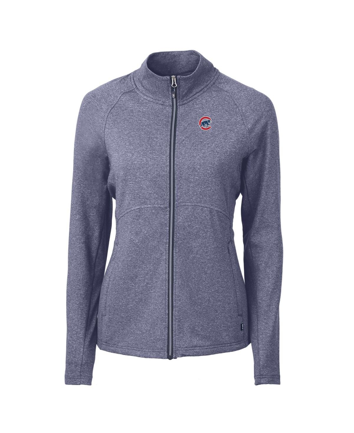 Cutter & Buck Women's Heather Navy Tennessee Titans Adapt Eco Knit Raglan Full-zip Jacket In Heather Navy