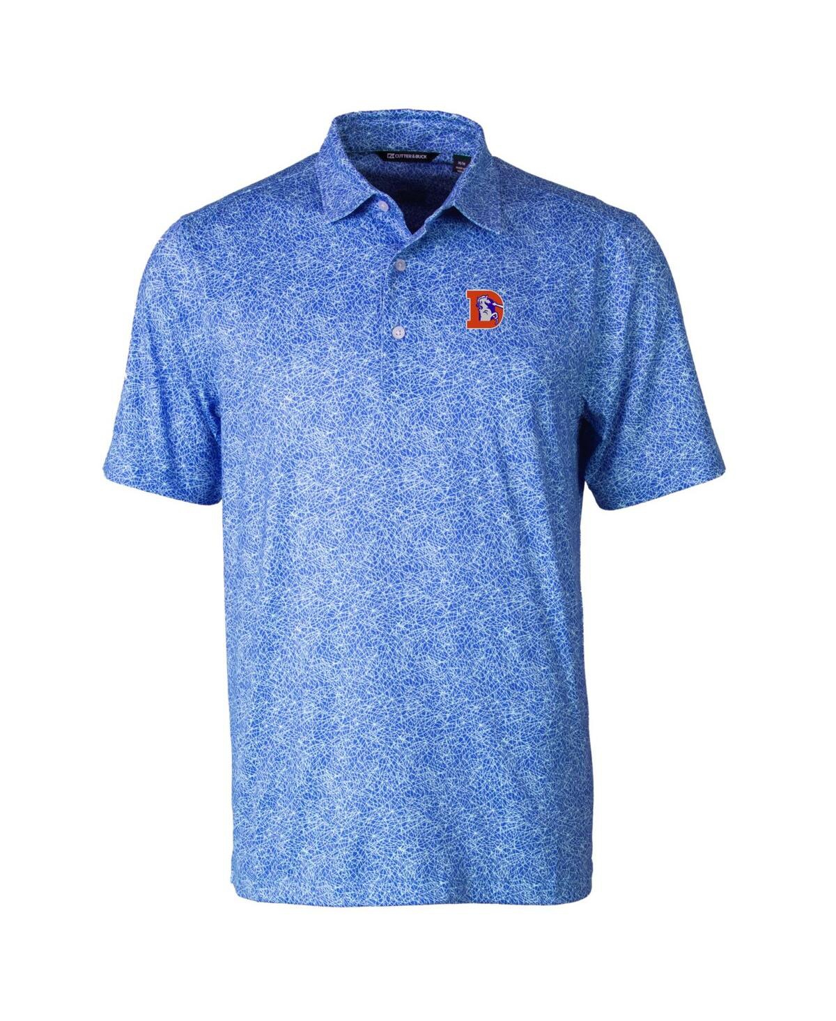 Cutter & Buck Men's Blue Denver Broncos Throwback Logo Pike Constellation Stretch Polo In Blue