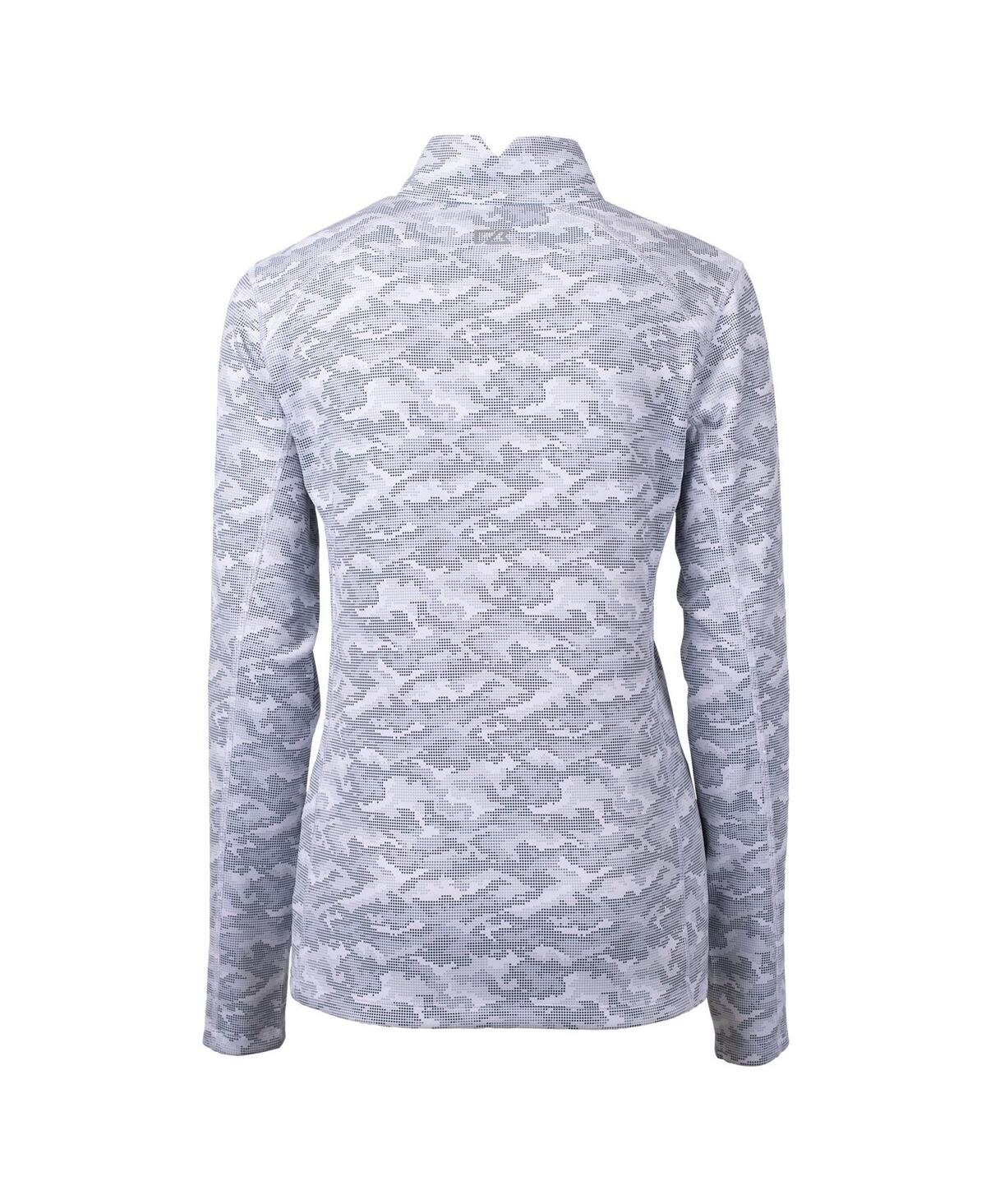 CUTTER & BUCK WOMEN'S CHARCOAL JAMES MADISON DUKES TRAVERSE CAMO QUARTER-ZIP PULLOVER TOP 