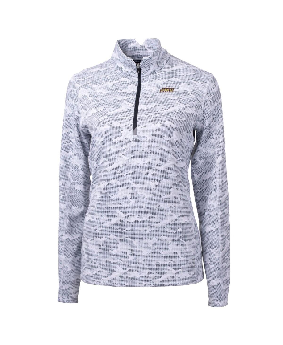 CUTTER & BUCK WOMEN'S CHARCOAL JAMES MADISON DUKES TRAVERSE CAMO QUARTER-ZIP PULLOVER TOP 
