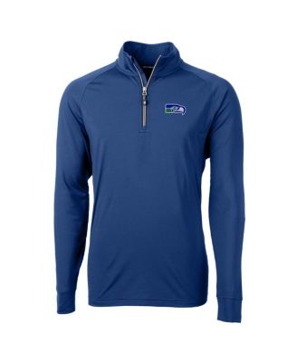 Men's Royal Seattle Seahawks Adapt Eco Knit Stretch Quarter-Zip Throwback Pullover Top