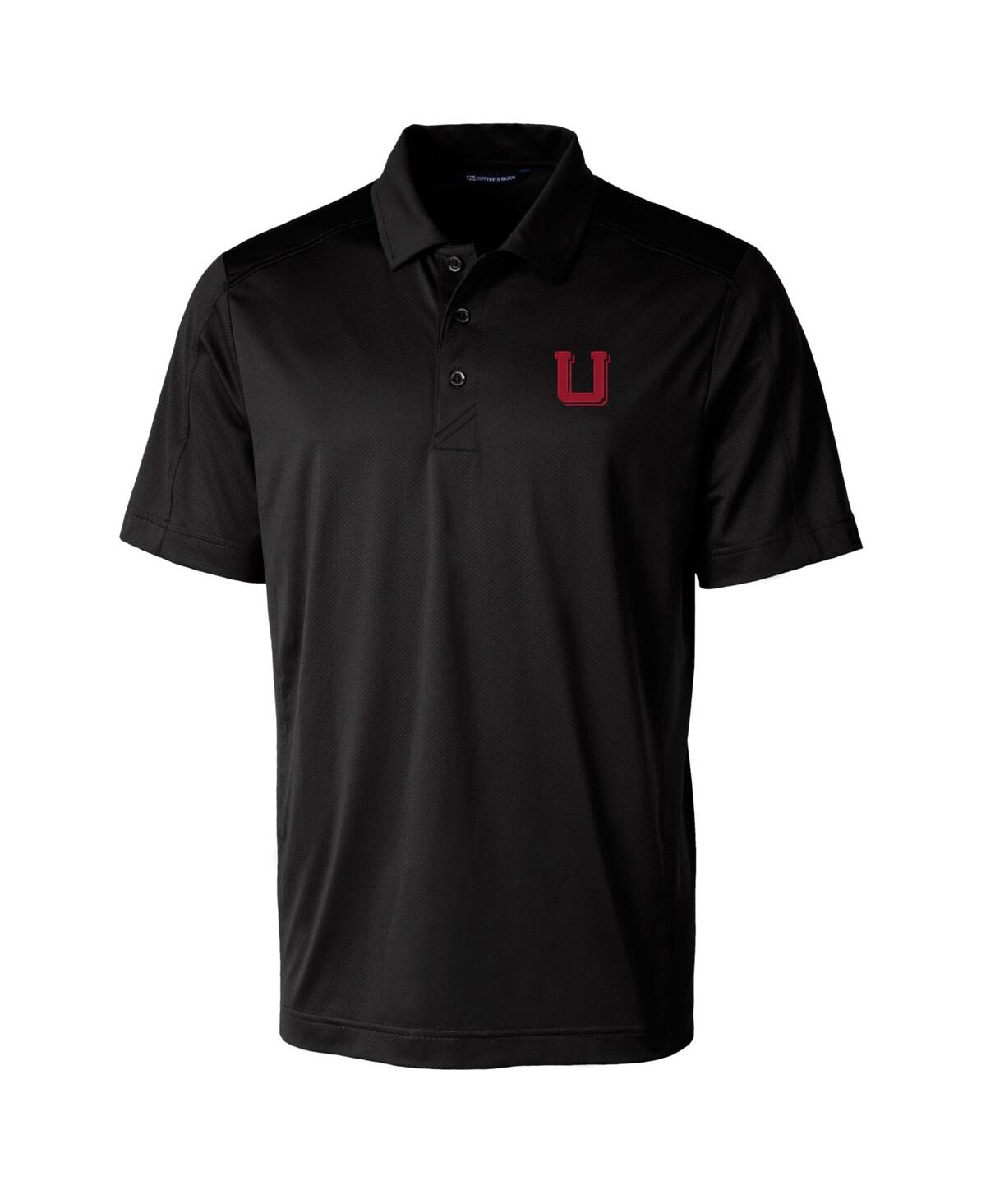 CUTTER & BUCK BLACK UTAH UTES PRIMARY TEAM LOGO PROSPECT TEXTURED STRETCH POLO 