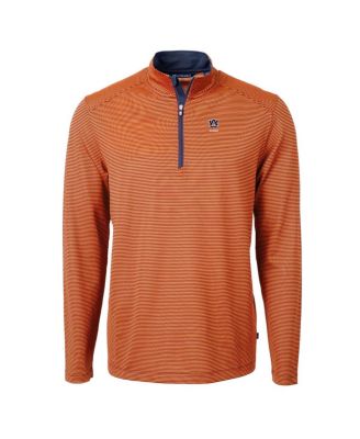 Men's Orange Auburn Tigers Alumni Logo DryTec Virtue Eco Pique Micro Stripe Quarter-Zip Pullover Top
