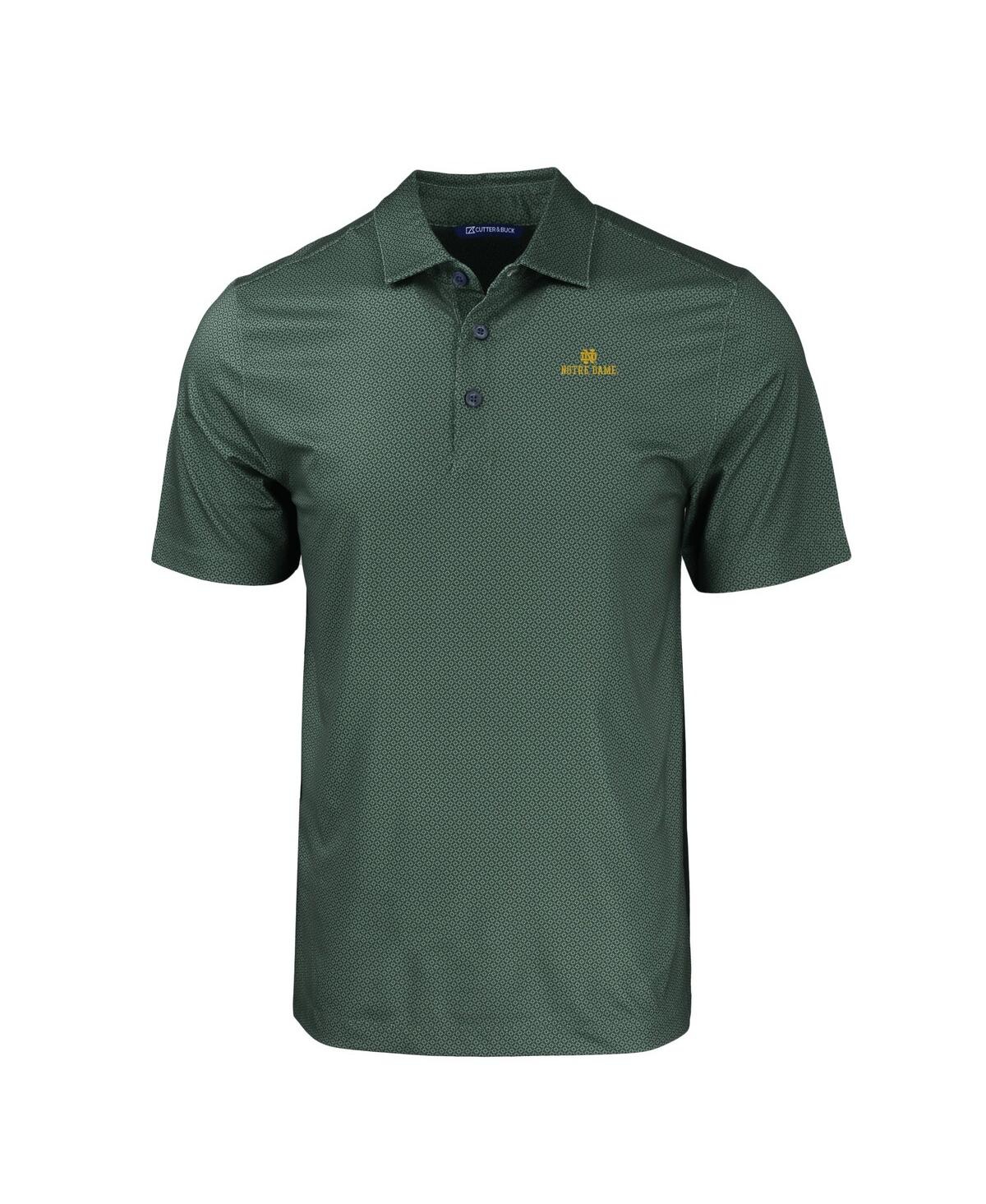 Cutter & Buck Men's Green Notre Dame Fighting Irish Pike Eco Tonal Geo Print Stretch Polo In Green