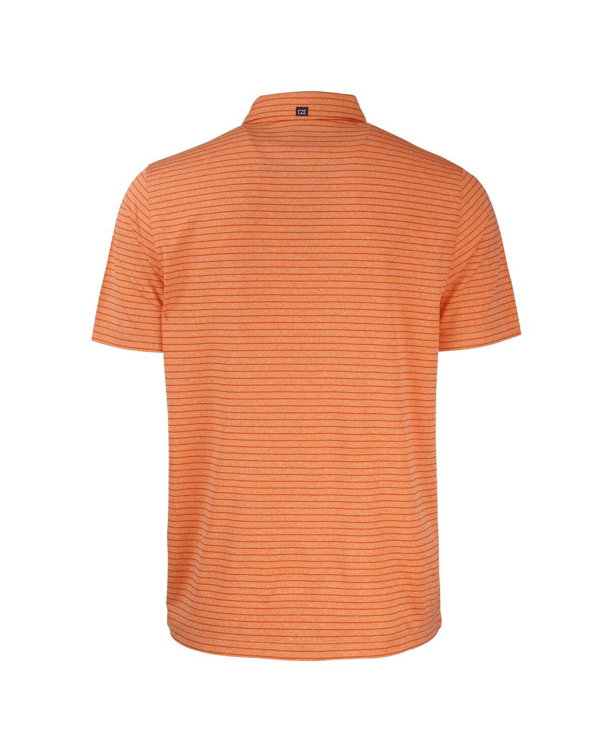 Cutter & Buck Men's Heather Orange Cleveland Browns Throwback Forge Eco Heather Stripe Stretch Polo In Heather Orange