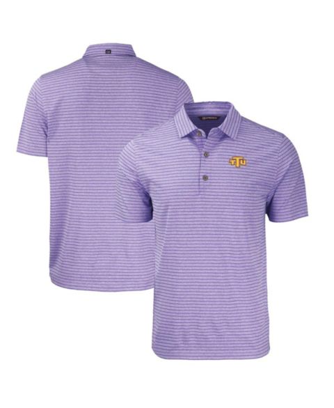 Мужское поло Cutter & Buck Heather Purple Tennessee Tech Golden Eagles Forge Eco Heathered Stripe Stretch Polo