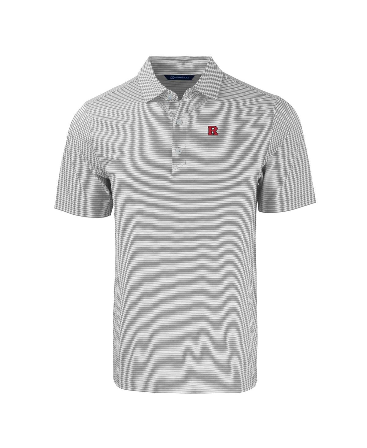 Cutter & Buck Men's Rutgers Scarlet Knights Forge Eco Double Stripe Stretch Polo In Gray,white