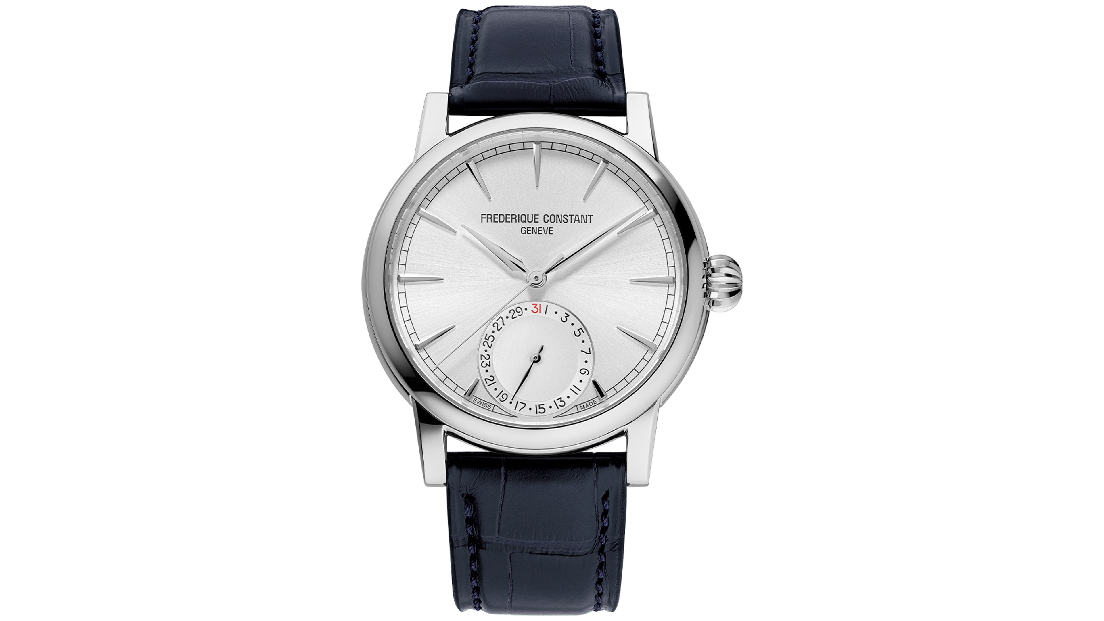 Frederique Constant Men's Swiss Automatic Classic Date Manufacture Blue Leather Strap Watch 40mm