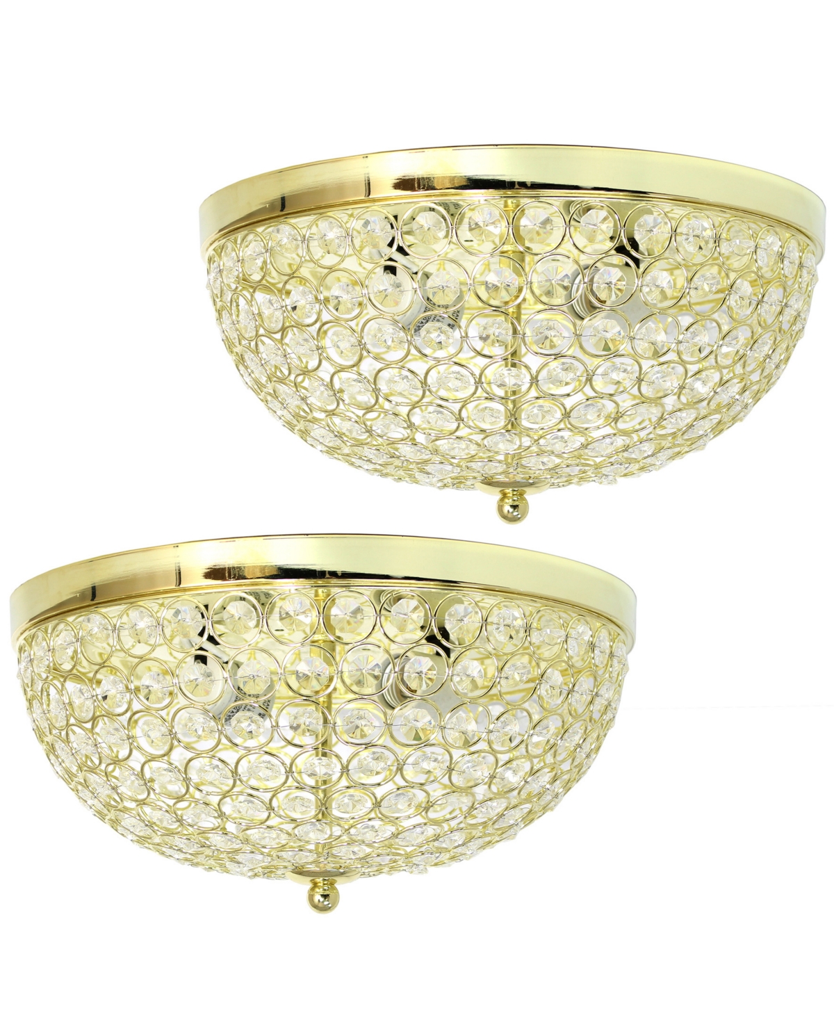 Lalia Home Crystal Glam 2 Light Ceiling Flush Mount, Pack Of 2 In Gold