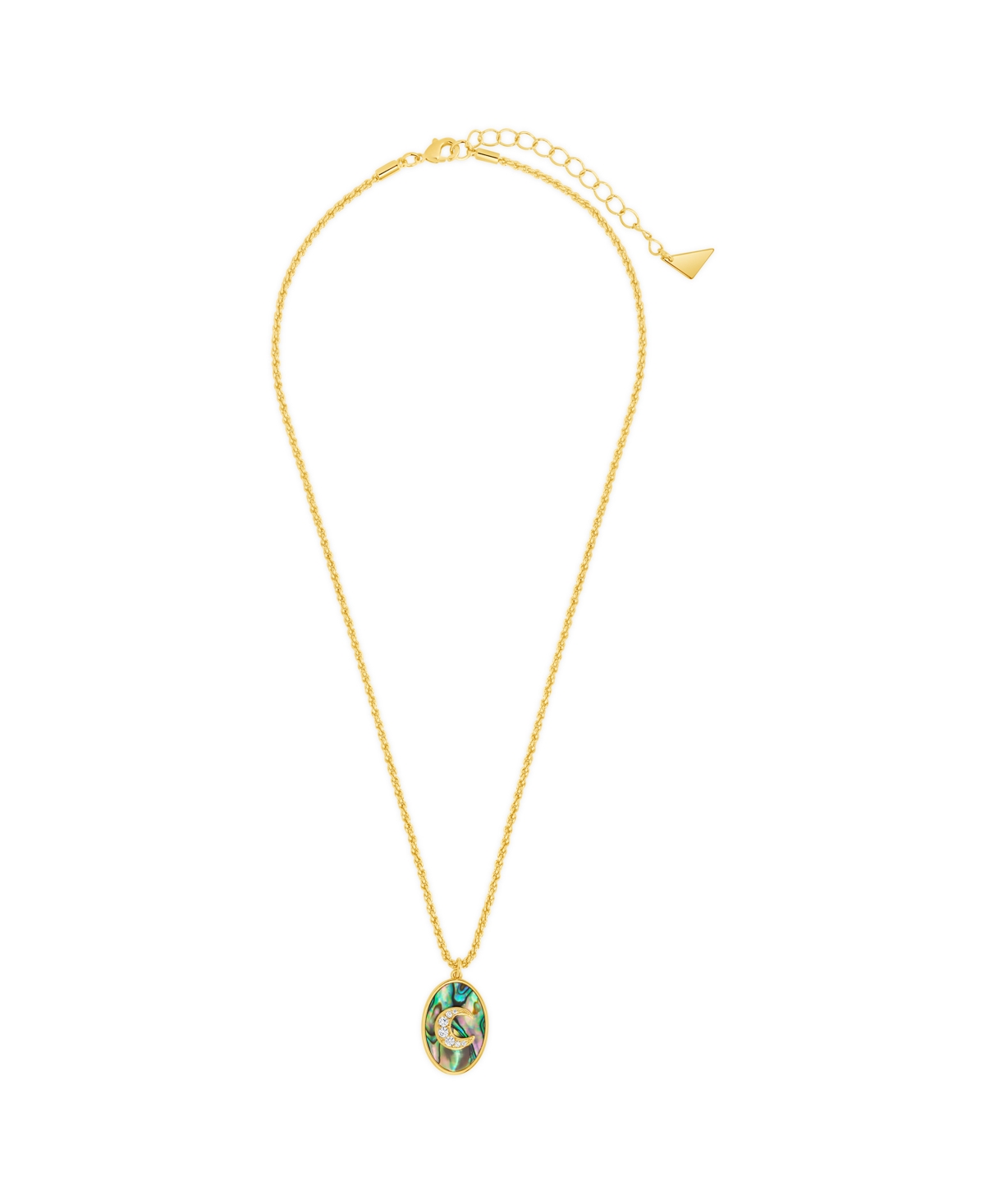 Sterling Forever Carrie Cubic Zirconia Abalone Night Sky Pendant Necklace In Gold