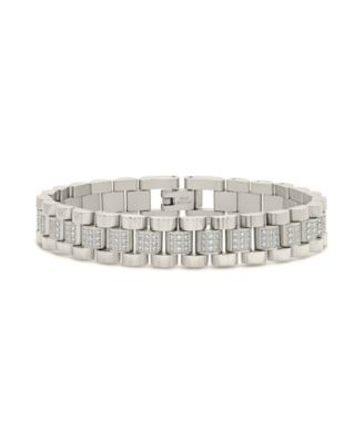 Sterling Forever Cubic Zirconia Accent Watch Band Chain Bracelet - Silver 124$