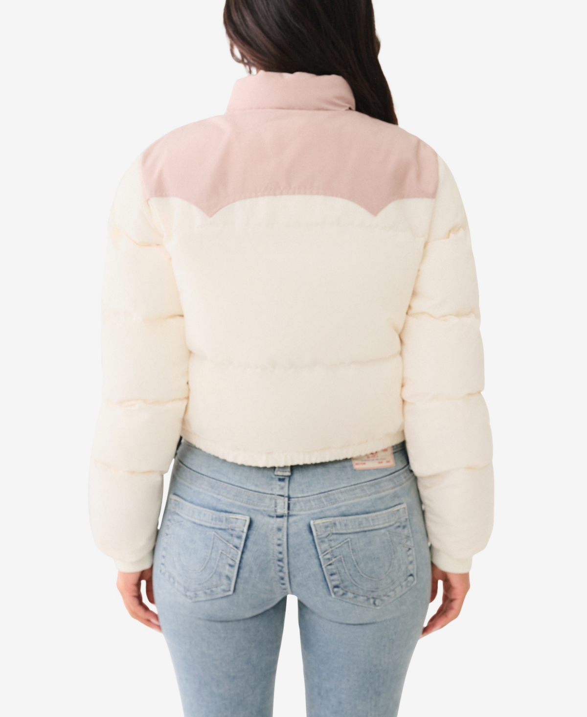 True Religion Women's Western Zip Up Puffer Jacket -Winter White