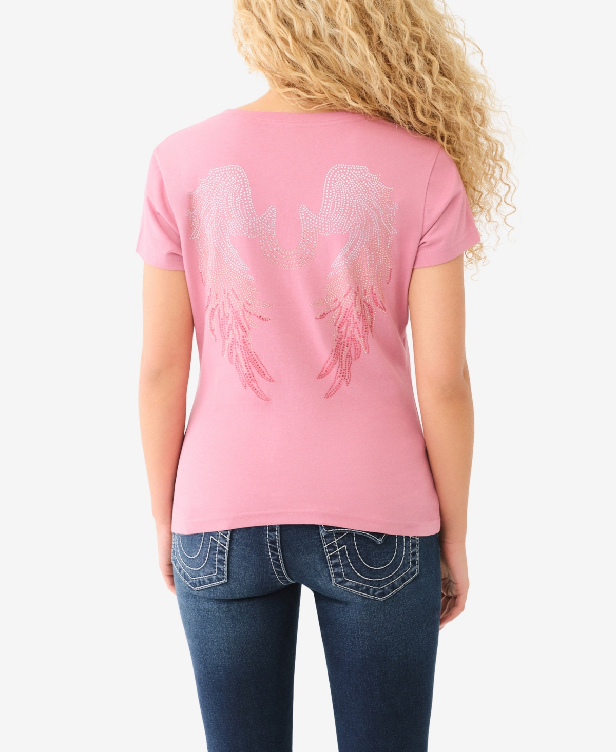 True Religion Women's Crystal Wing V-Neck Tee