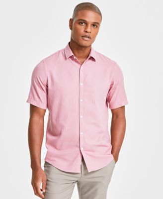 Men's Short-Sleeve Solid Textured Shirt, Created for Macy's  