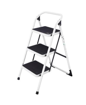 Folding 3-Step Ladder with Handgrip and Anti-Slip Platform