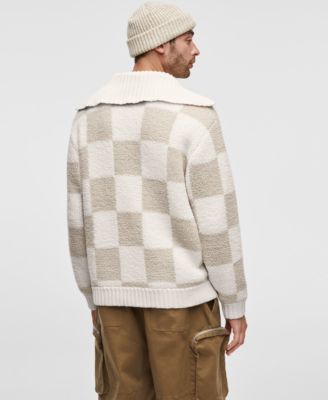 Модный мужской кардиган Mode of One с длинными рукавами из искусственного шерпа в шахматном порядке эксклюзивно в Macys 15890₽