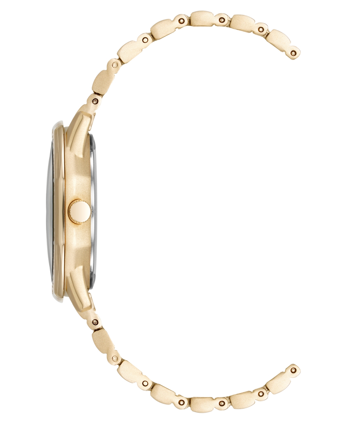 Anne Klein Women's Quartz Crystal Accented Octagonal Gold-Tone Alloy Metal Bracelet Watch, - Gold-Tone