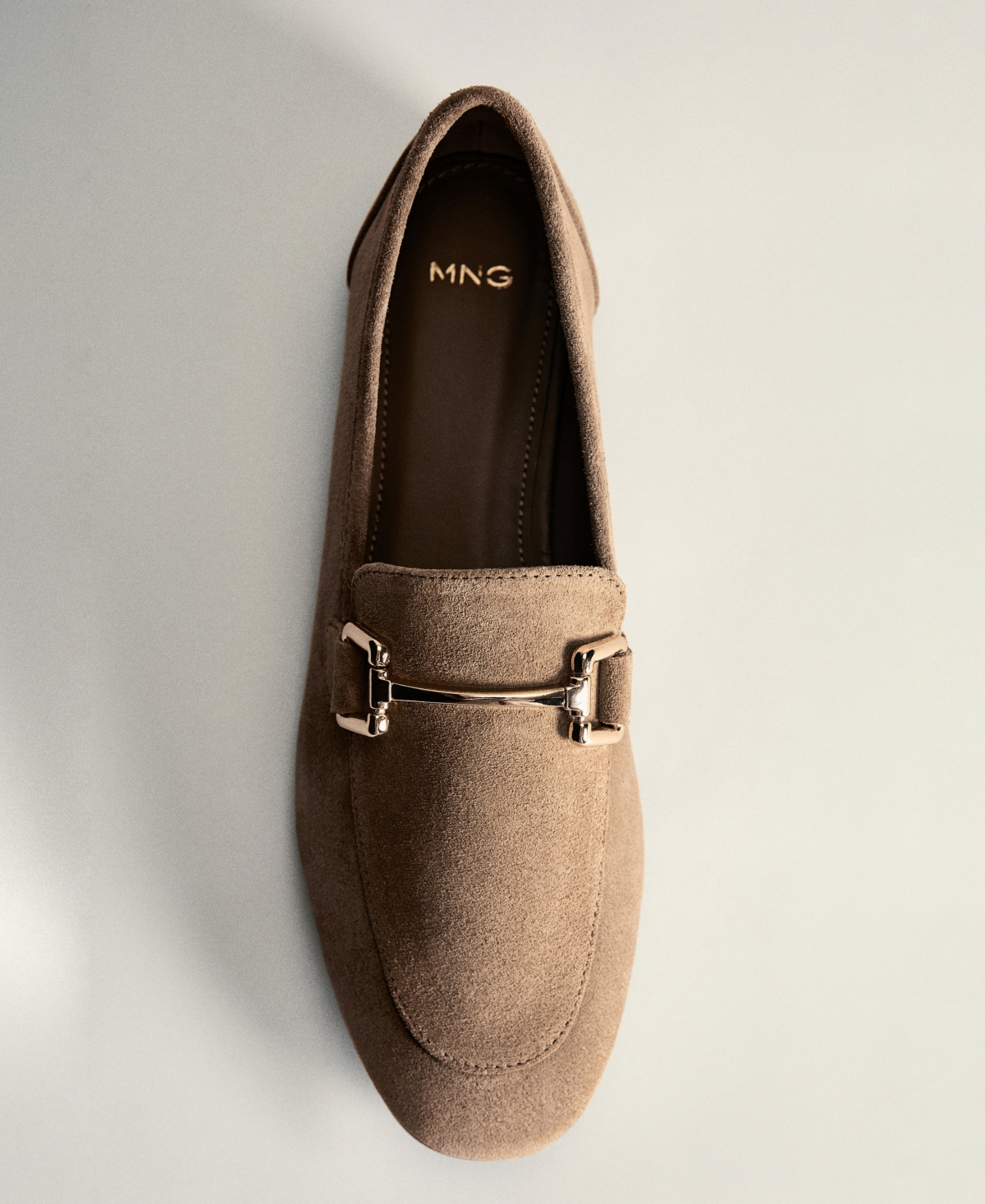 Mango Women's Suede Leather Moccasins -Pastel Brown