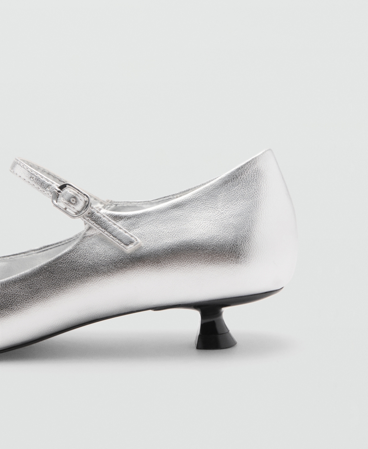 Mango Chaussures Boucle Talon Kitten Heel In Silver