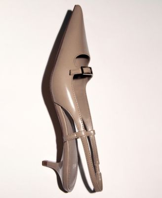 Women's Buckle Detail Slingback Heeled Shoes