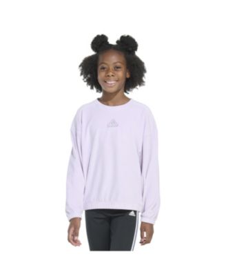 Big Girls Long Sleeve Rib Velour Crewneck Pullover Sweatshirt