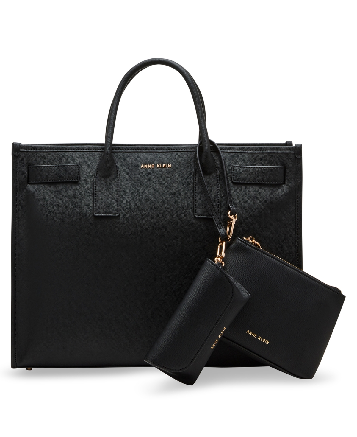 Anne Klein Ak 3 Piece Work Tote Gift Set In Black