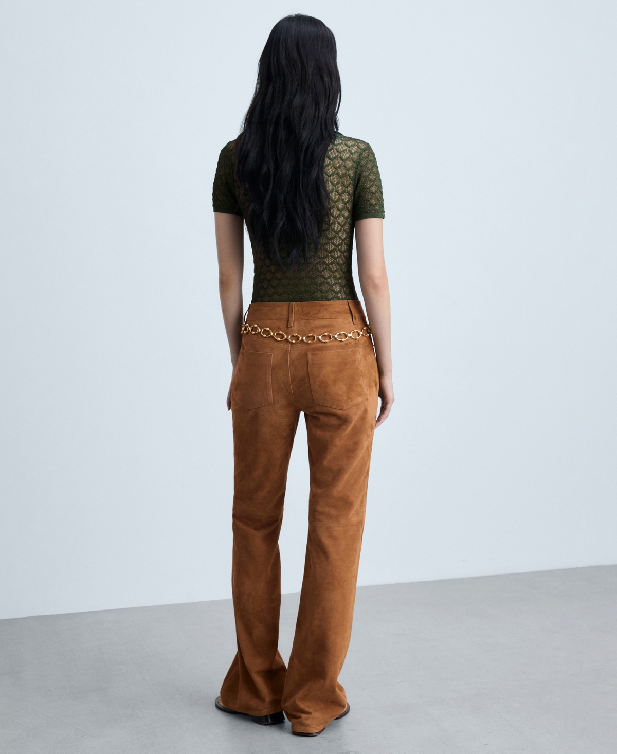 Mango Women's Straight-Fit Leather Pants