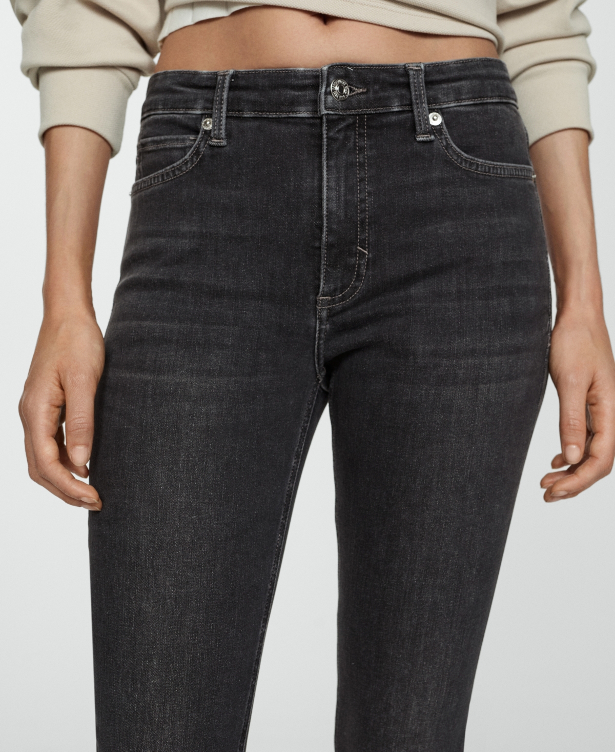 Shop Mango Women's Newisa Medium-rise Skinny Jeans In Open Gray