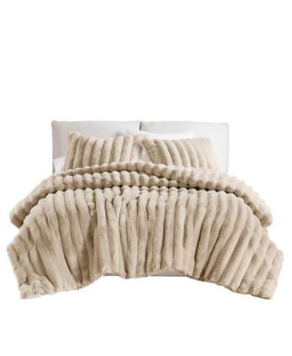 Jasmine Faux Fur Reverse to Velvet 3-Pc. Comforter Set, Full/Queen