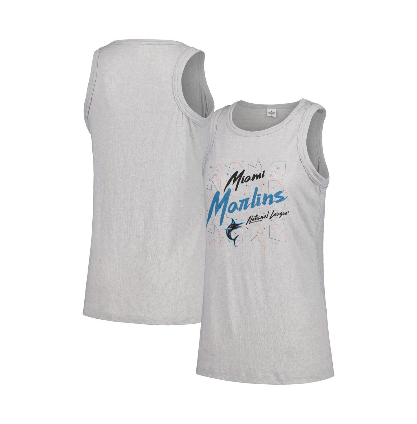 Женский топ Soft As A Grape Gray Miami Marlins Gauze High Neck — фото 1
