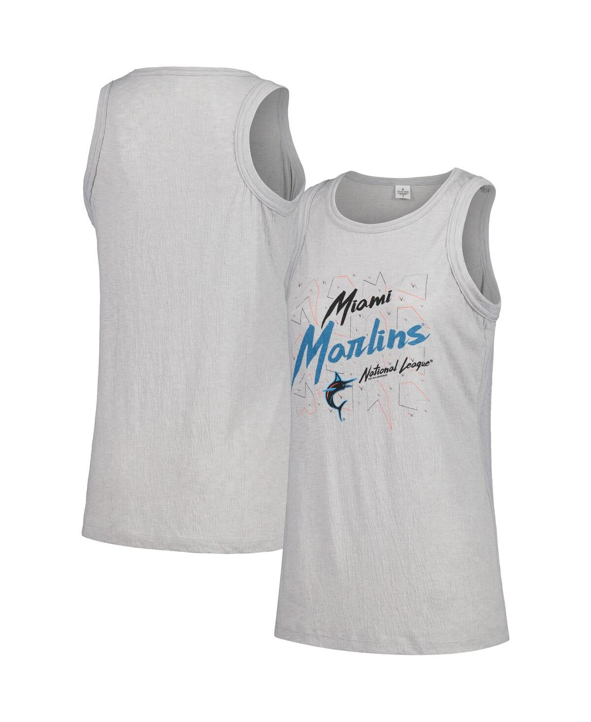 Women's Gray Miami Marlins Gauze High Neck Tank Top - Gray