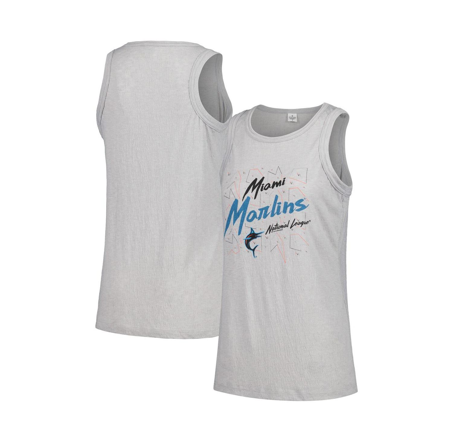 Women's Gray Miami Marlins Gauze High Neck Tank Top