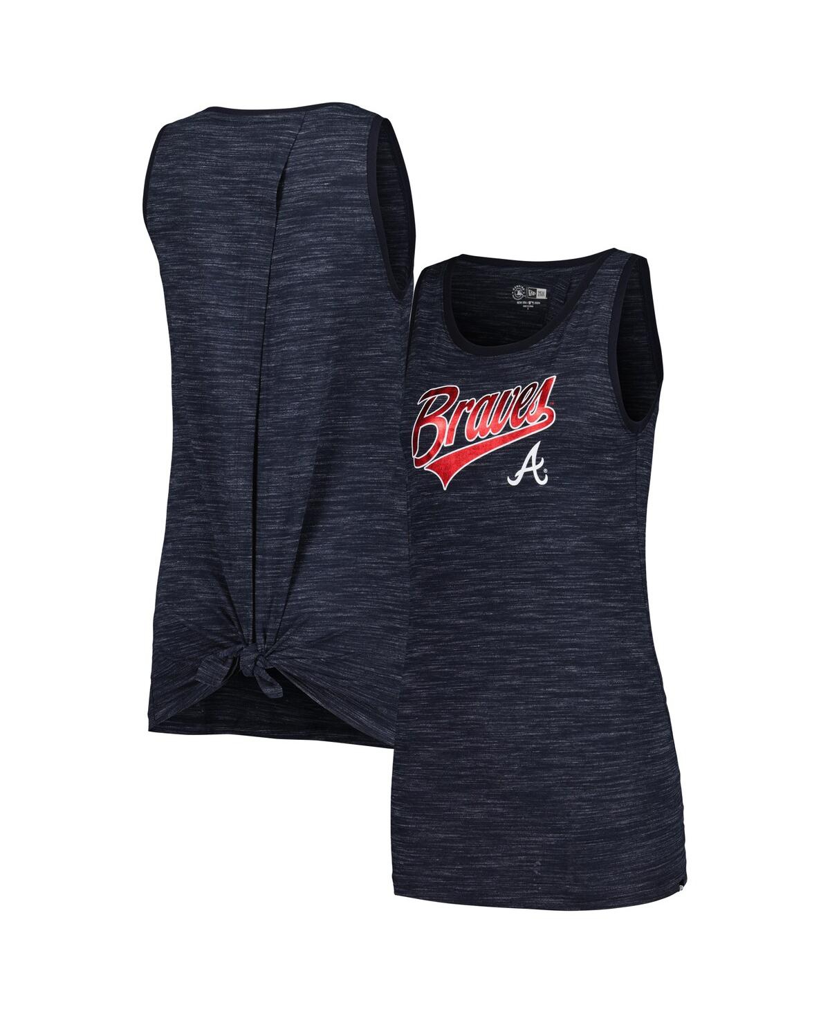 NEW ERA WOMEN'S NAVY ATLANTA BRAVES SPACE-DYE ACTIVE TANK TOP 