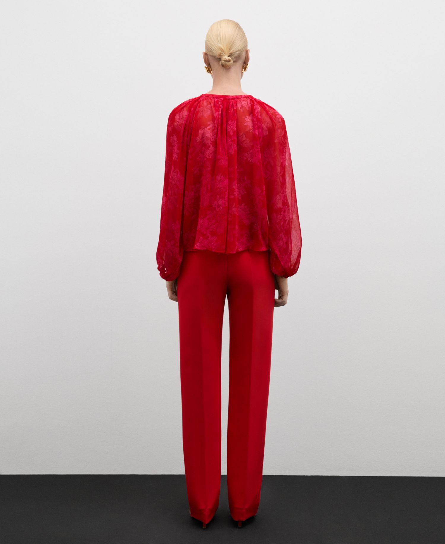Women's Semi-Transparent Floral-Print Blouse