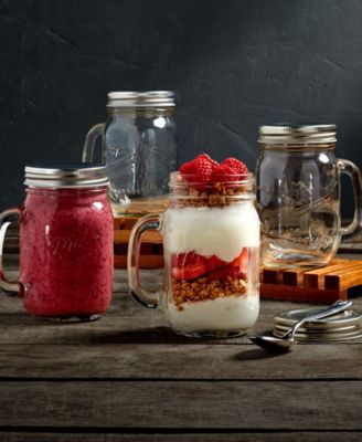 4 Piece Glass Jars with Handles and Lids