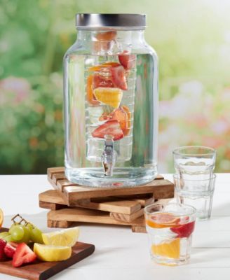 1.5 Gallon Glass Drink Dispenser with Infuser and Screw-off Wide Lid