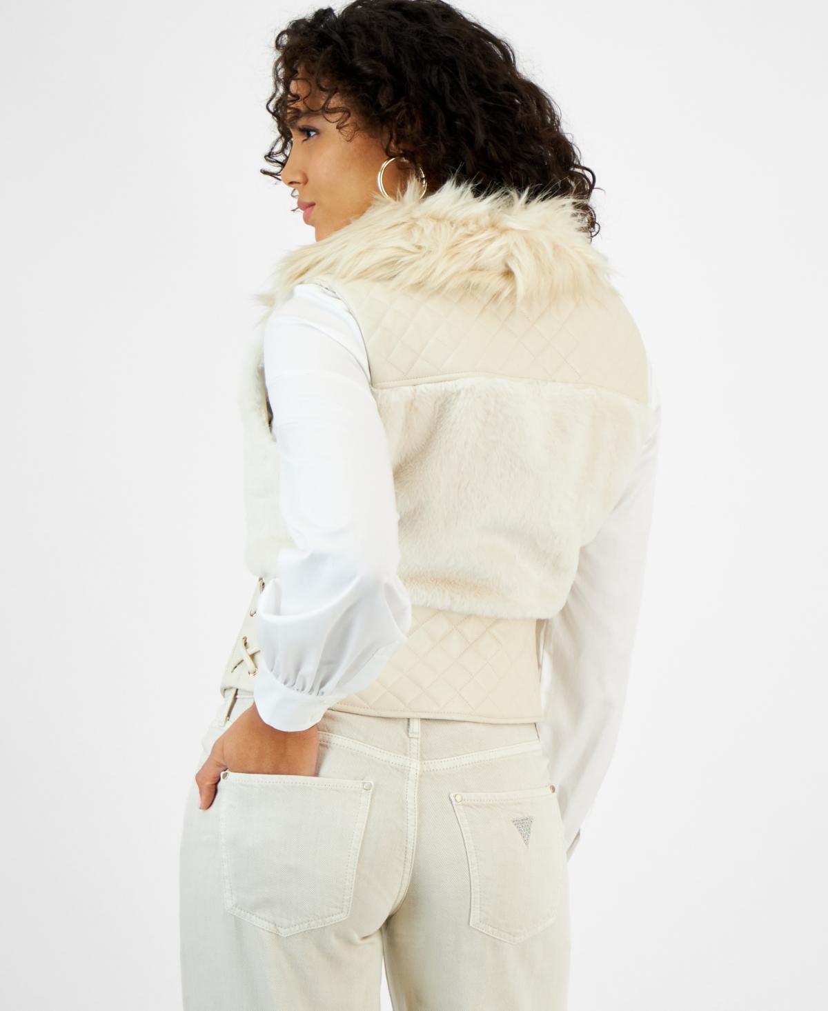 Guess Women's Emma Faux-Fur Zipper-Front Vest