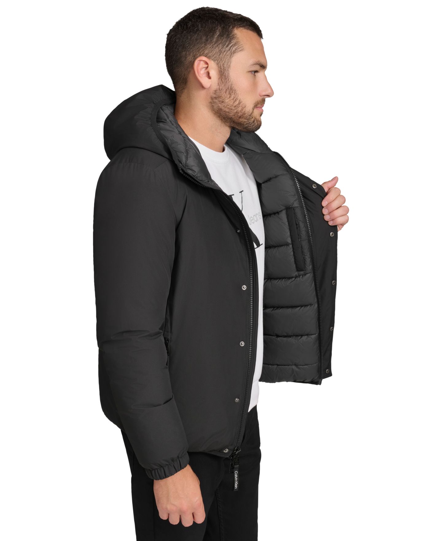 Мужская куртка Calvin Klein Ripstop Hooded Puffer, цвет: Чёрный — фото 6