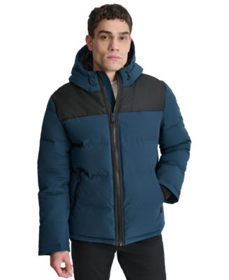 Men's Mixed-Media Puffer Coat, Created for Macy's 