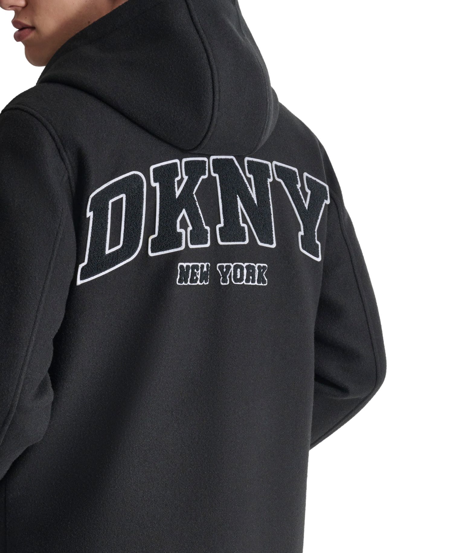 Men's Tufted-Chenille Logo Appliqu&eacute; Long Hooded Stadium Coat