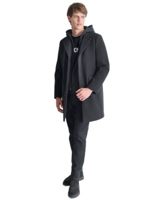 DKNY - Men's Removable Hood Notch-Lapel Coat