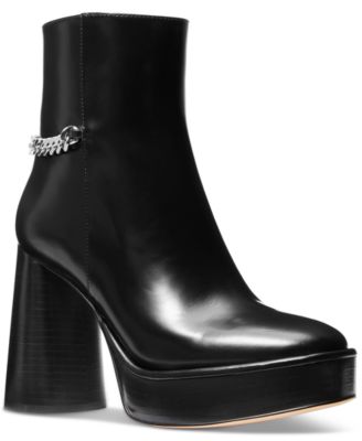 Michael Kors Womens Walker Leather 2024 Chain Boots - Black 5M