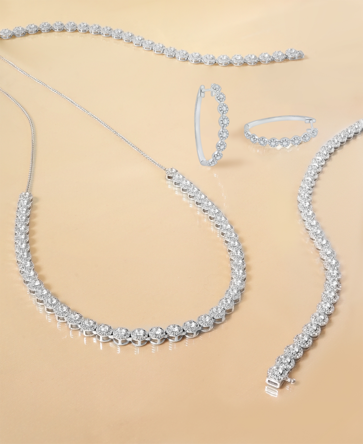Wrapped In Love Diamond Halo Tennis Bracelet (5 Ct. T.w.) In 14k White Gold, Created For Macy's In White Gold