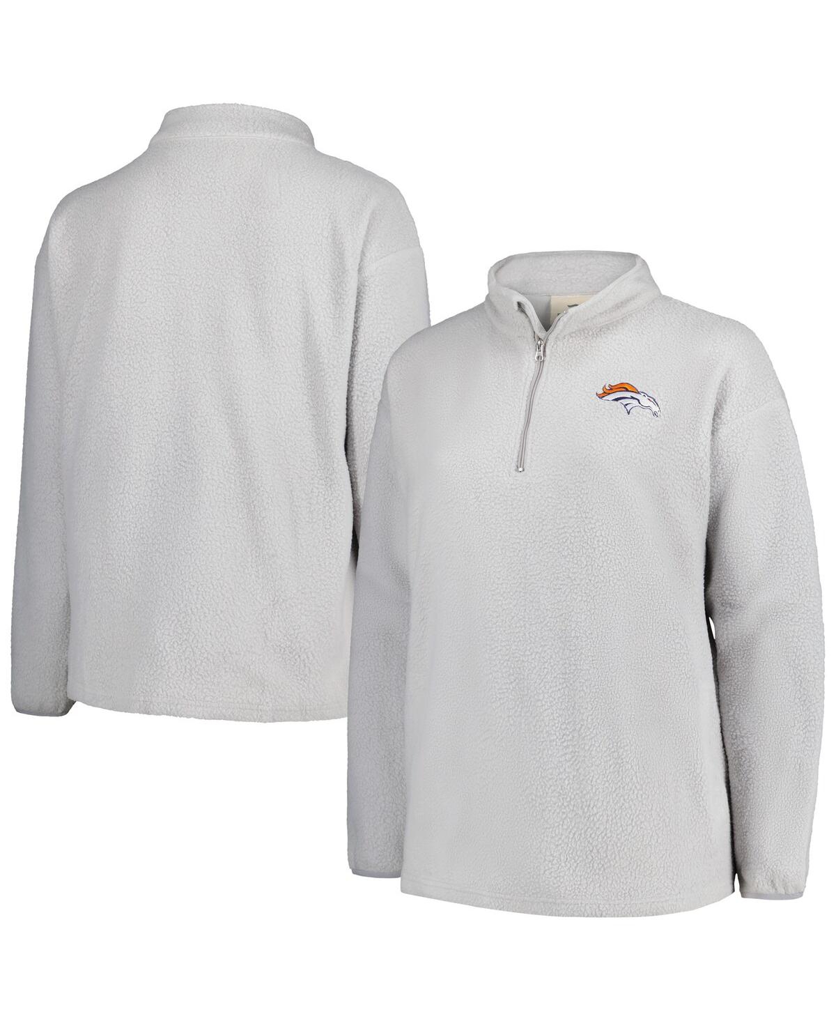 Profile Women's Gray Denver Broncos Plus Size Sherpa Quarter-zip Jacket