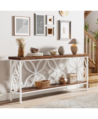 70.9-Inch Narrow Sofa Table, Industrial Long Sofa Table Behind Couch for Entryway, Living Room, Foyer, Unique Design