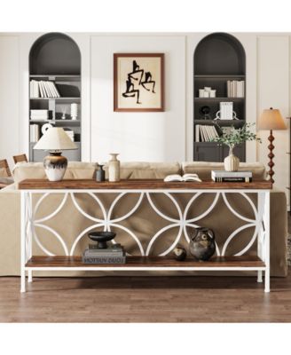 70.9-Inch Narrow Sofa Table, Industrial Long Sofa Table Behind Couch for Entryway, Living Room, Foyer, Unique Design