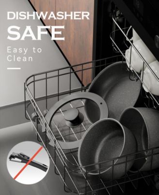 18-Piece Non-Stick Cookware Set with Silicone Tools, Detachable Handles, Space-Saving Design for All Stovetops